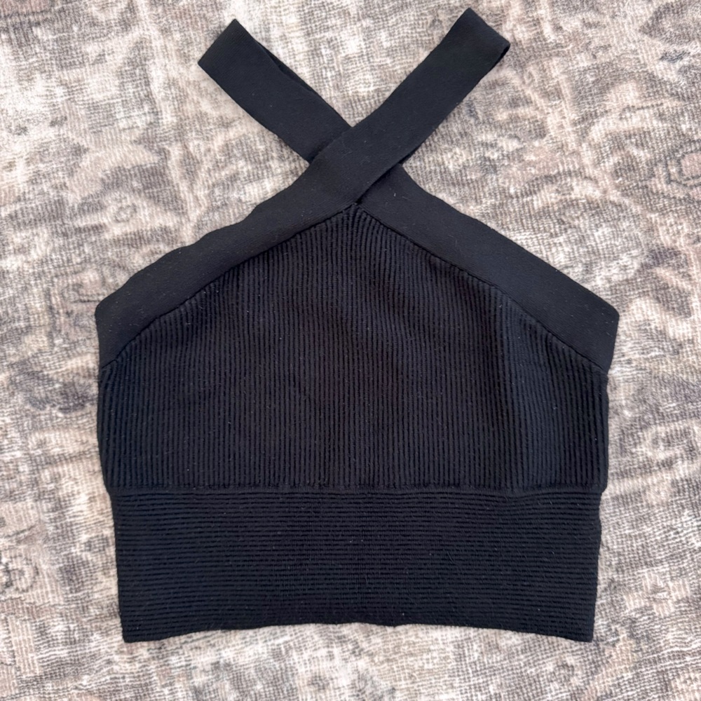 Abercrombie & Fitch Ottoman Criss Cross Cropped Ribbed Halter Top size M